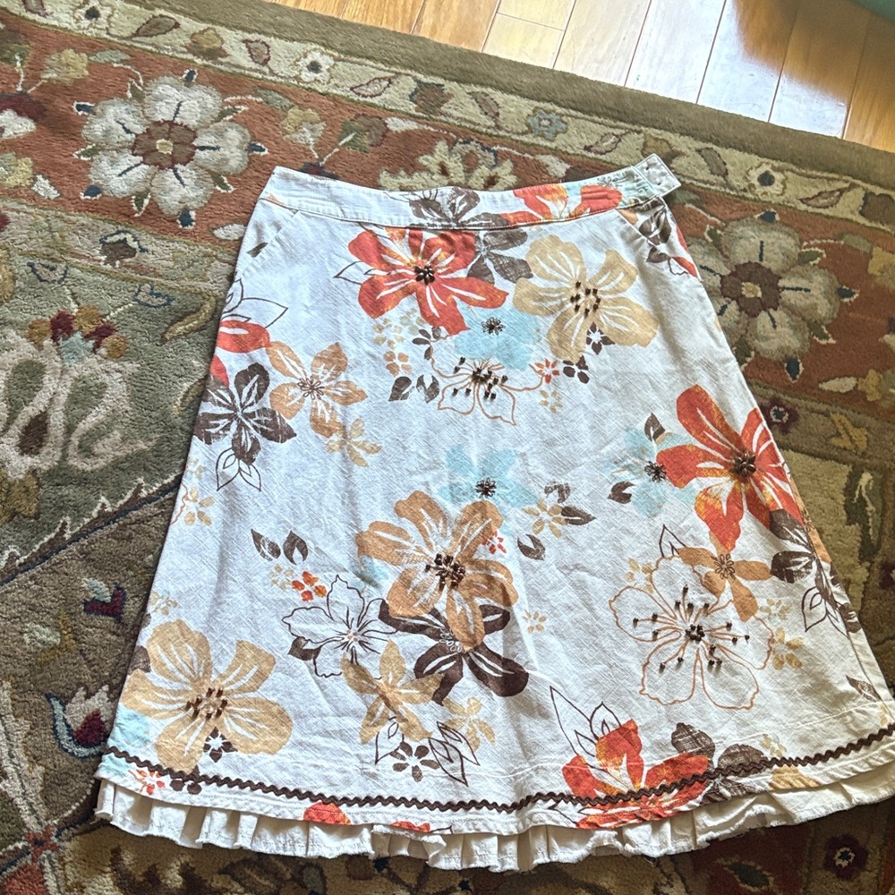 J. Jill Multicolor Floral A-Line Skirt